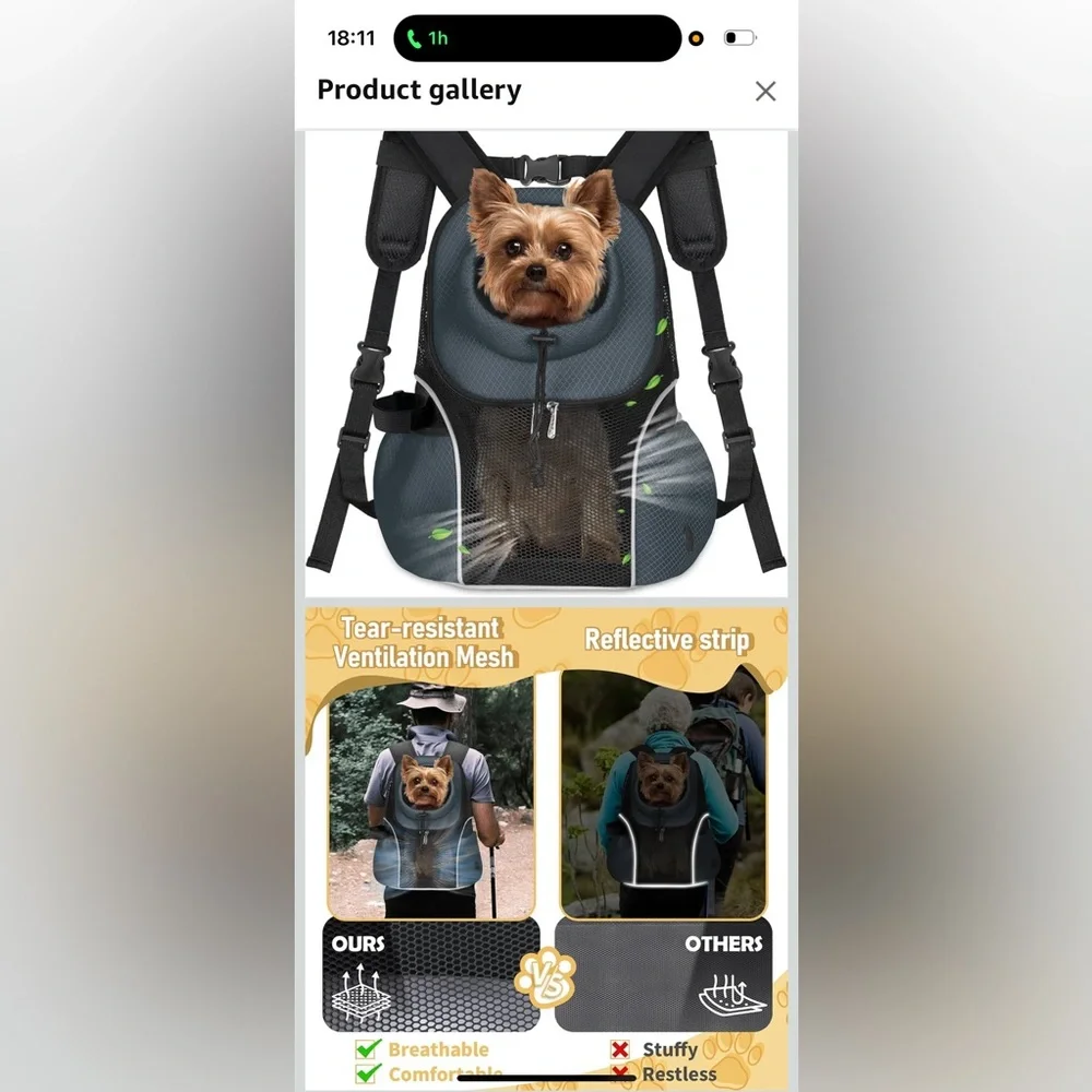 Pet Carrier Backpack with Ventilation Mesh